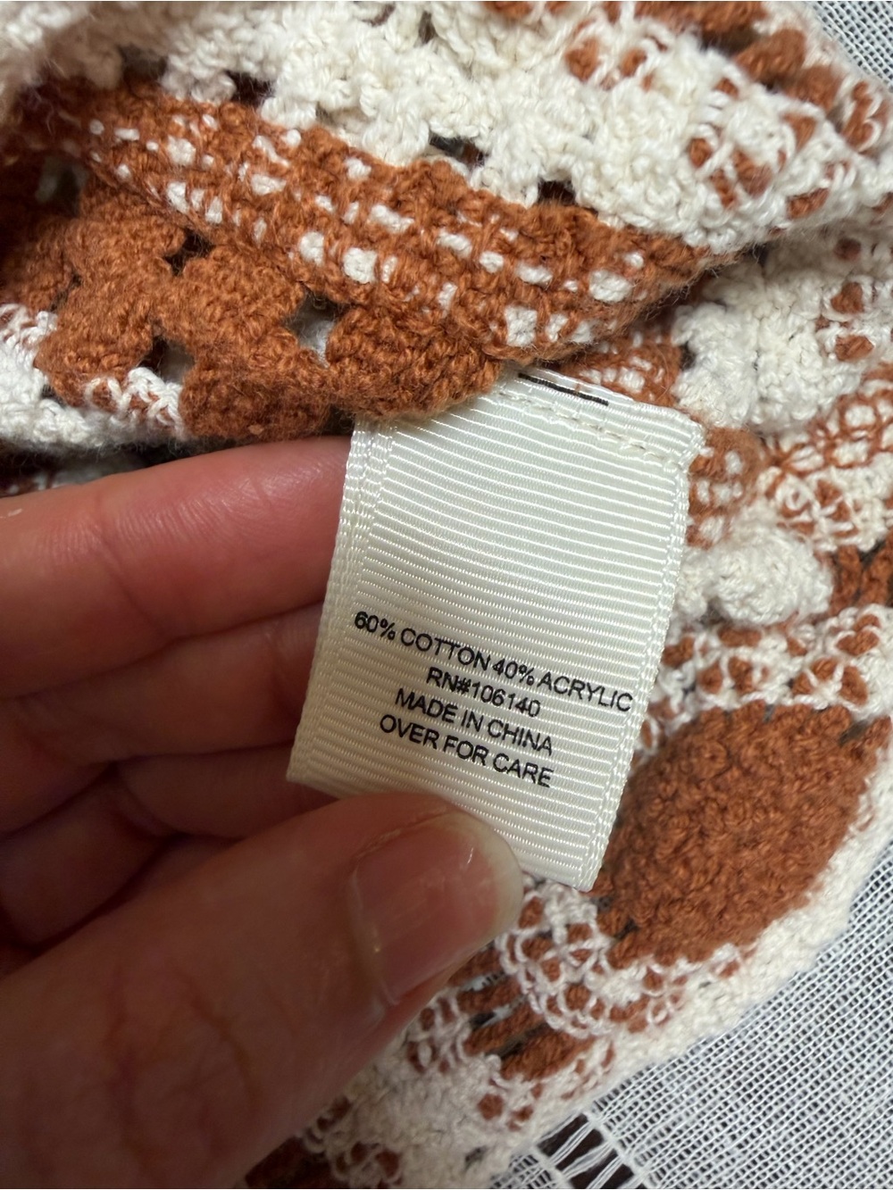 Ultra Pink Crochet Square Neck Tank Top in White and Brown - Picture 10 of 12